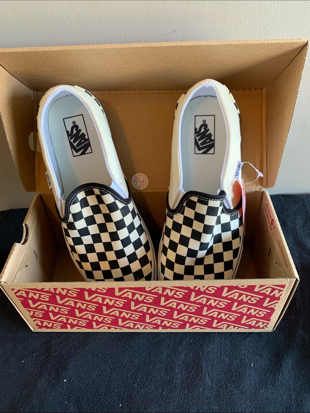 Vans Slip-On Checkerboard Canvas Sneakers - Black & White